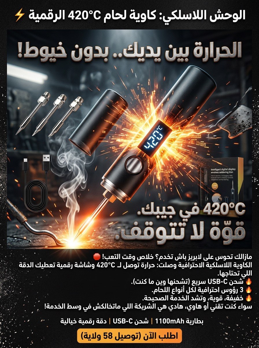 Fer à Souder Sans Fil 420°C | كاوية لحام لاسلكية