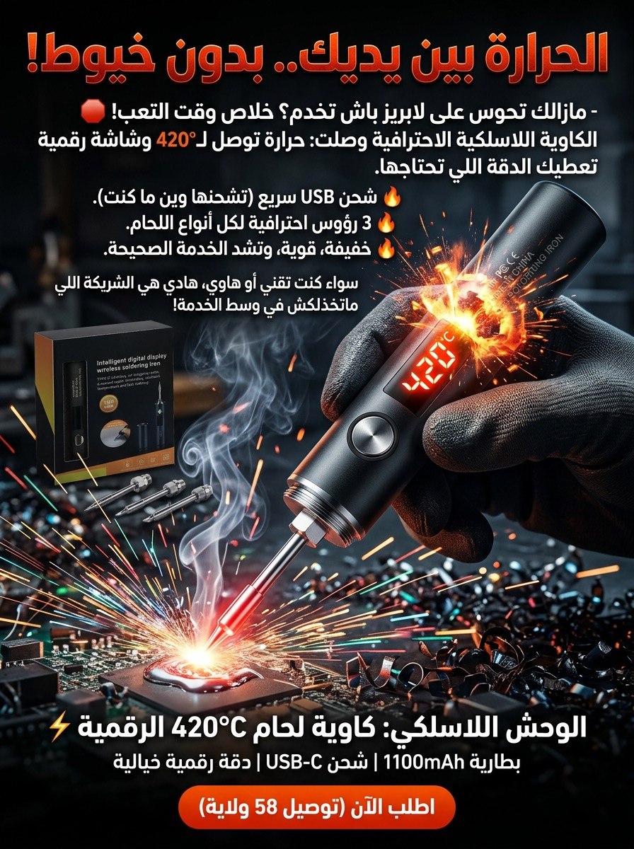 Fer à Souder Sans Fil 420°C | كاوية لحام لاسلكية