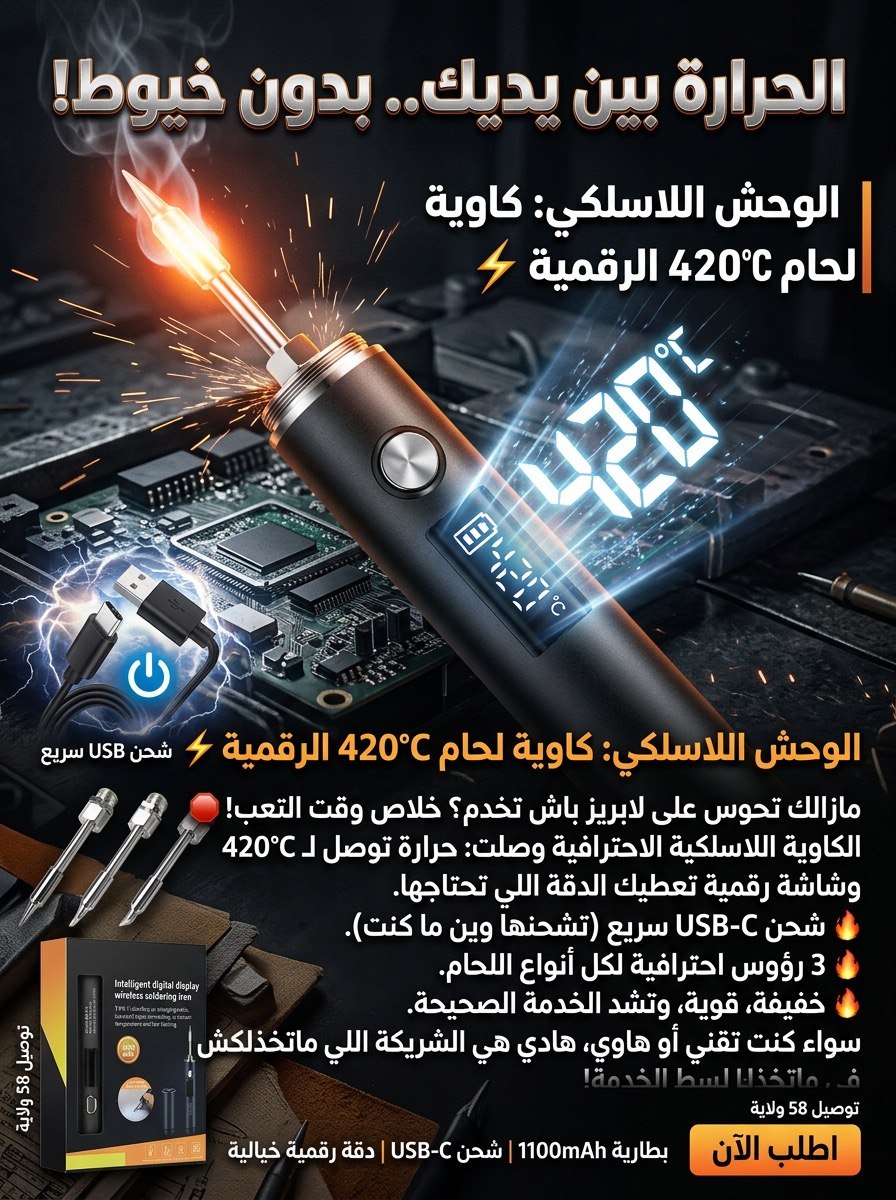 Fer à Souder Sans Fil 420°C | كاوية لحام لاسلكية